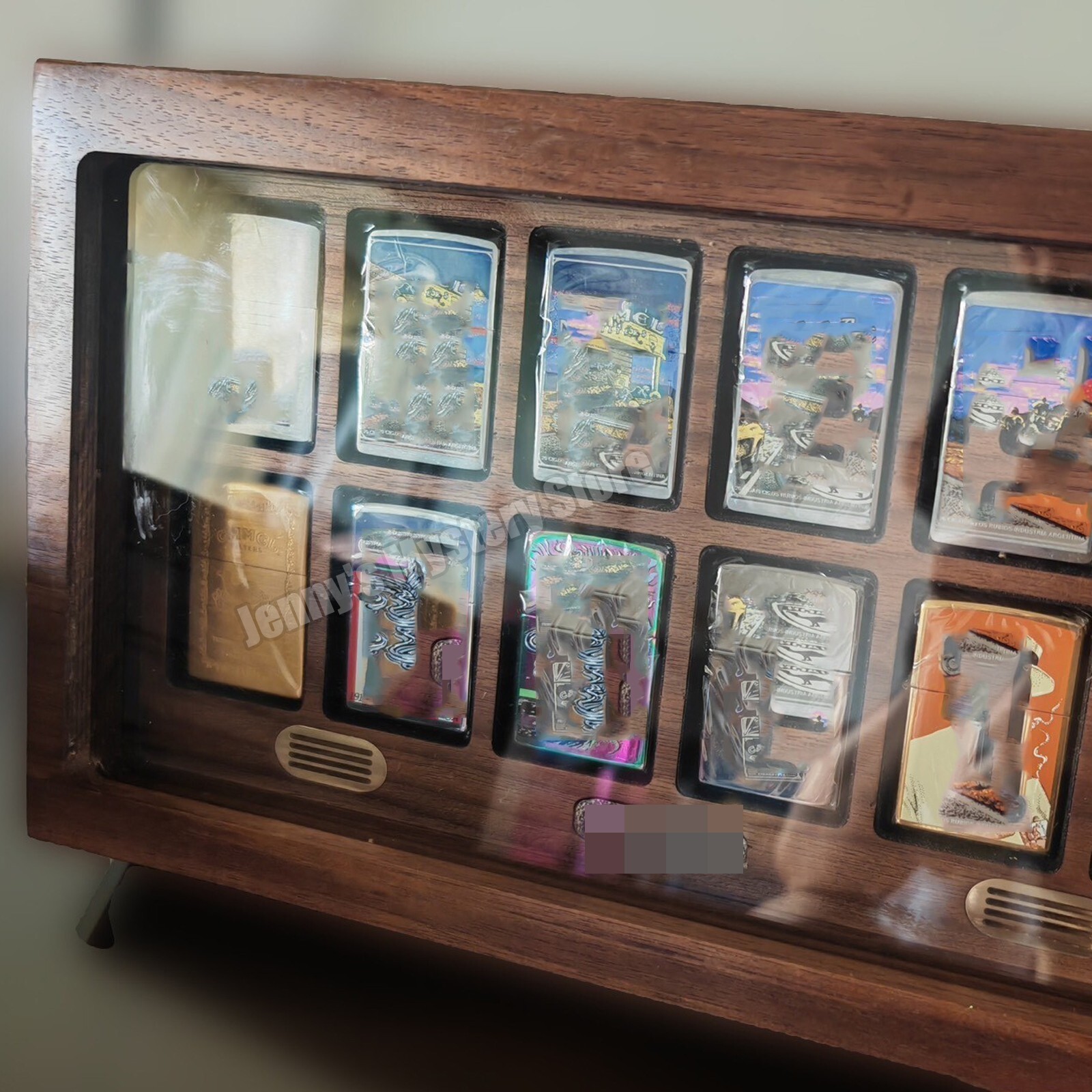 12Slot Black Walnut Collection Display Flip Case – For Zippo Lighters Protection