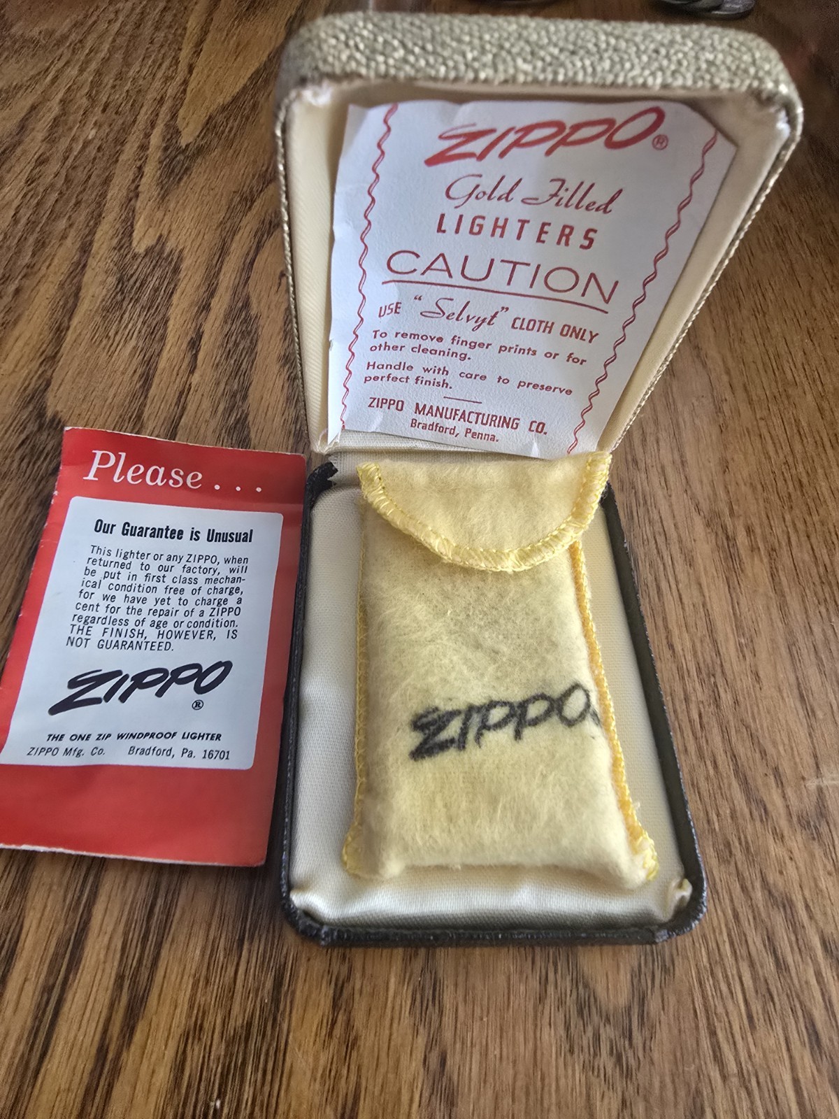 Vintage 1970s Zippo 10K Gold Filled Lighter Monogram SAM Case Pouch Papers