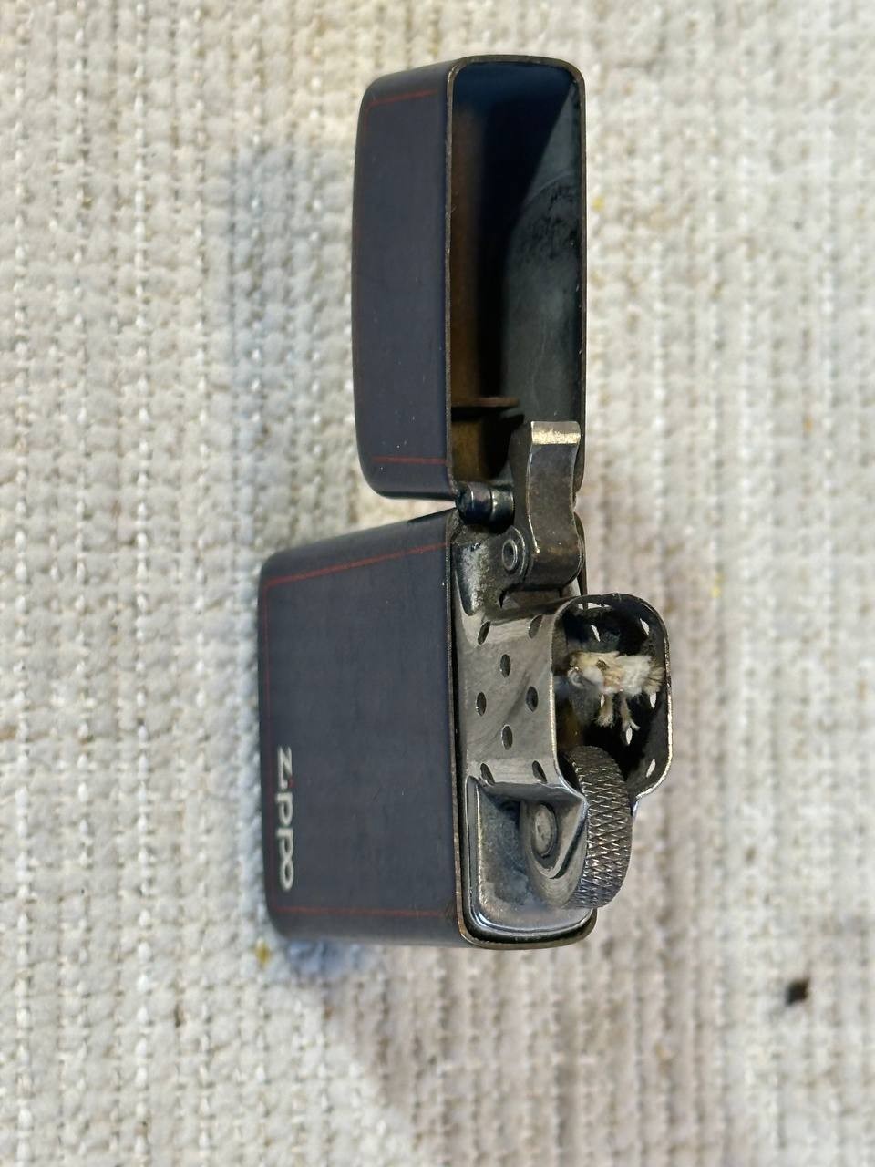 Zippo Blue Matte Lighter Red Trim No Spark Parts Repair USA 039/2 462