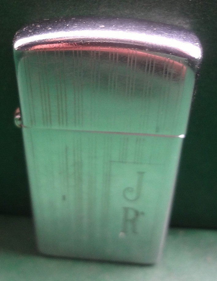 Vintage Zippo Slim Lighter 1962 Pin Stripe Engraved ‚JR‘ New Flint – FREE SHIP!