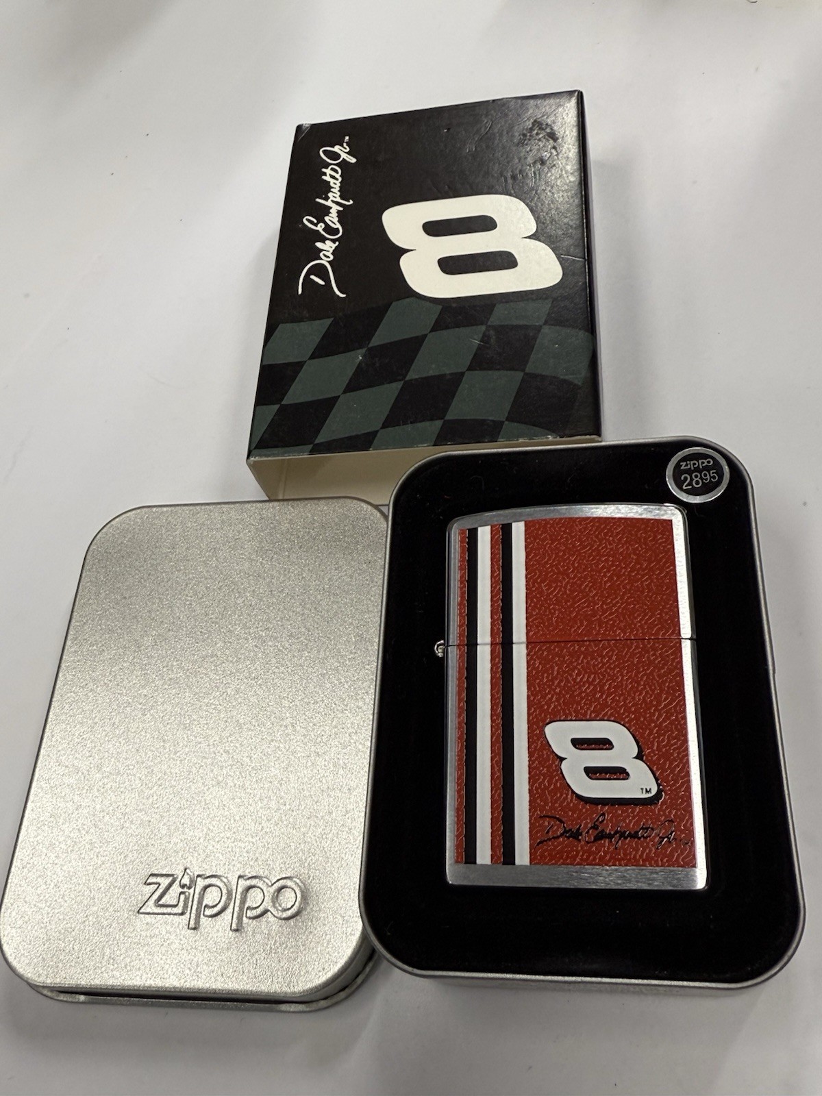 ZIPPO 2002 DALE EARNHARDT #8 STRIPE LIGHTER UNFIRED IN BOX A951
