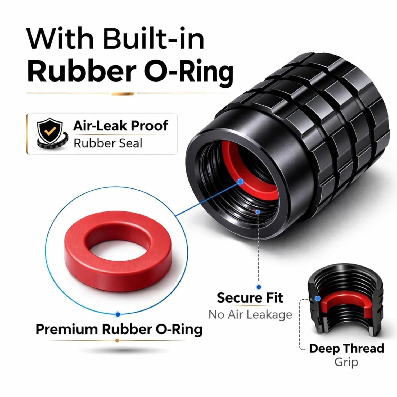 Leak Proof American Flag Anodized Valve Stem Caps with O-Ring Seal Valve Stem