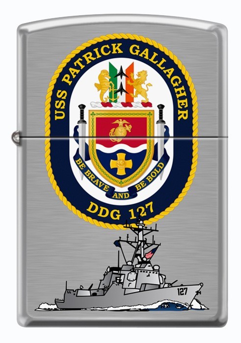 USS Patrick Gallagher (DDG-127) Destroyer Zippo MIB Brushed Chrome