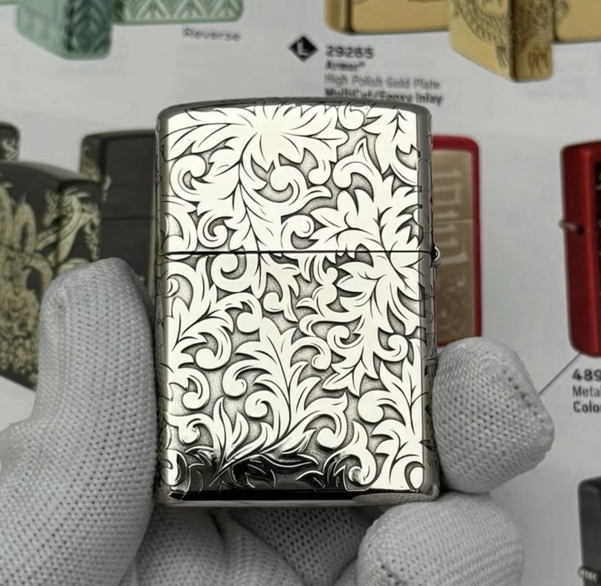 Leaves zippo Lighter Silver 5 Sides In a New Box