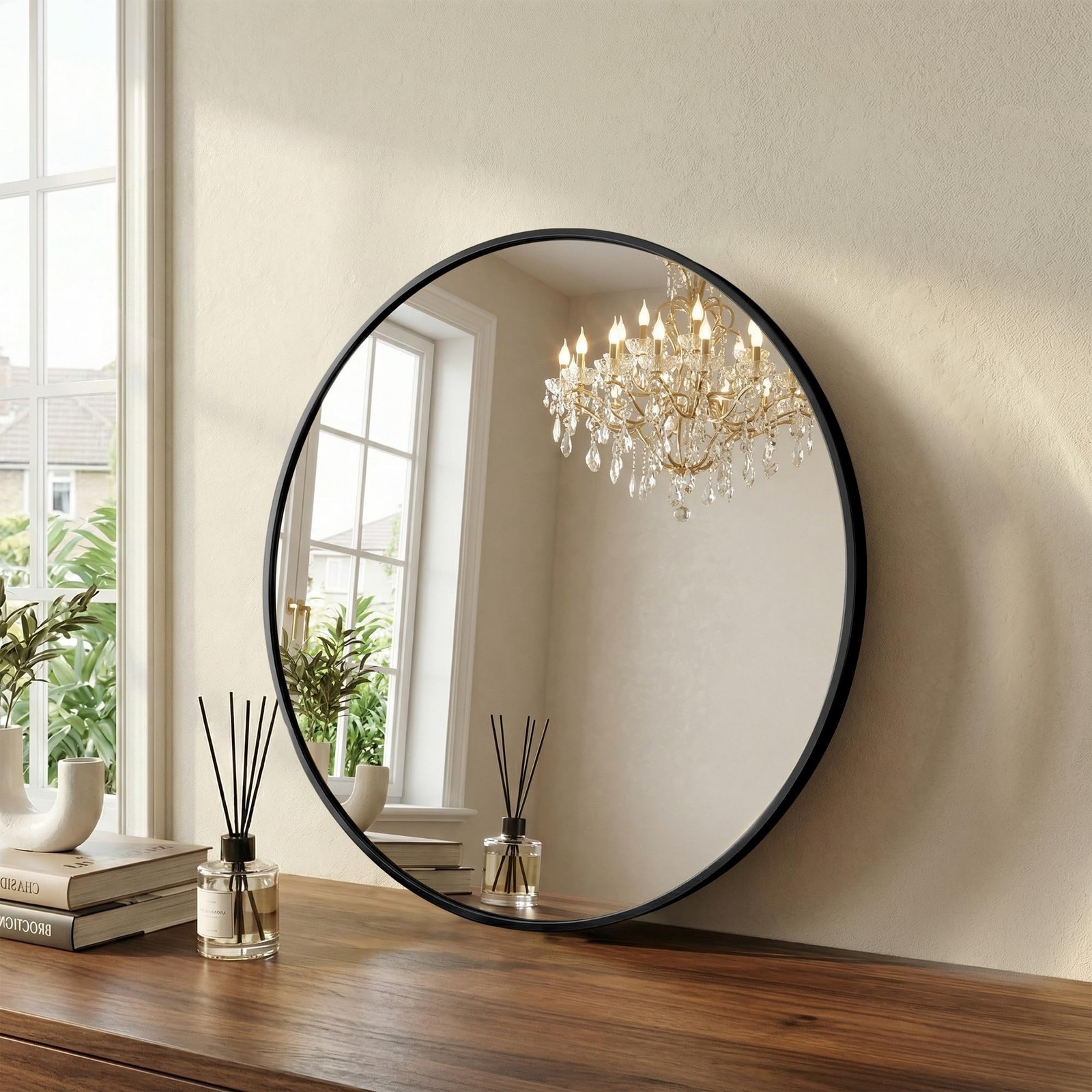 20 Inch Black Round Bathroom Wall Mirror, Round Mirrors for Wall Decor, Circl…