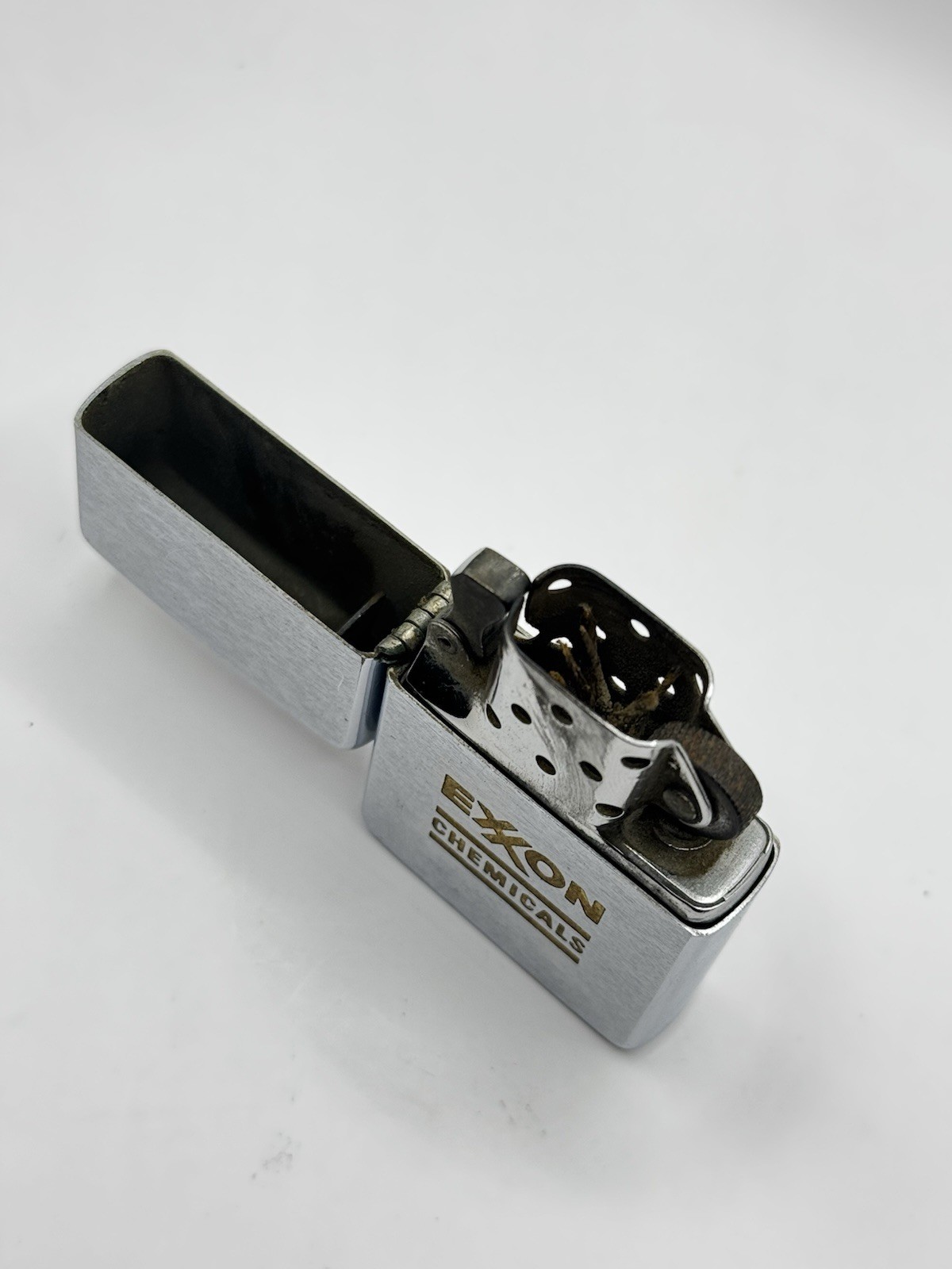1970s Vintage Zippo EXXON CHEMICALS Advertising Logo Lighter Petro Oil