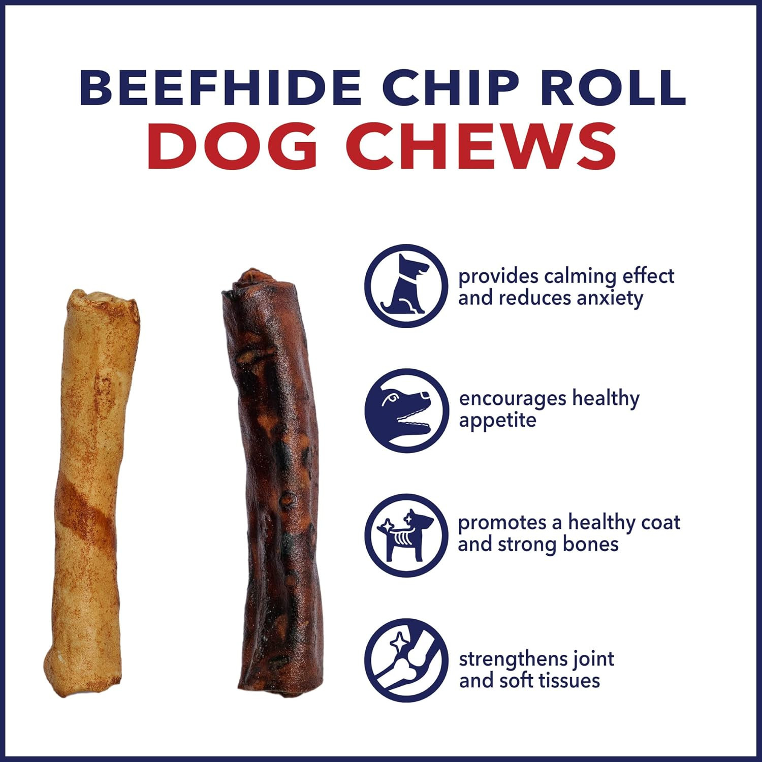 100% Made in USA Beefhide 5″ Chip Rolls Dog Chew Treats – Beef & Chicken Flavor,