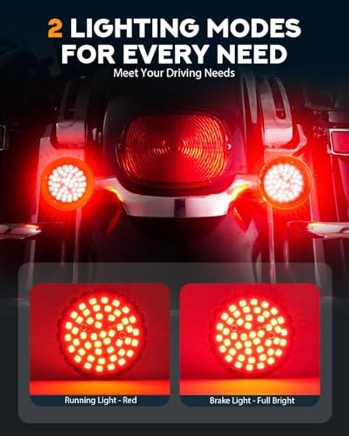 Upgrade 2″ Motorcycle Rear Turn Signals with Smoked Lens Covers 1157 LED