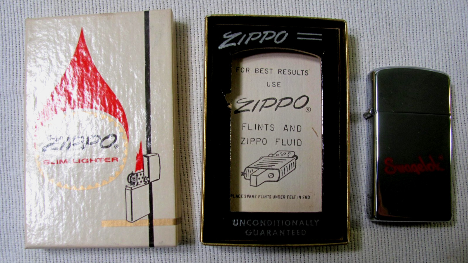Swagelok Slim Zippo Lighter — High Polish Chrome -Unused ?-In Original Box