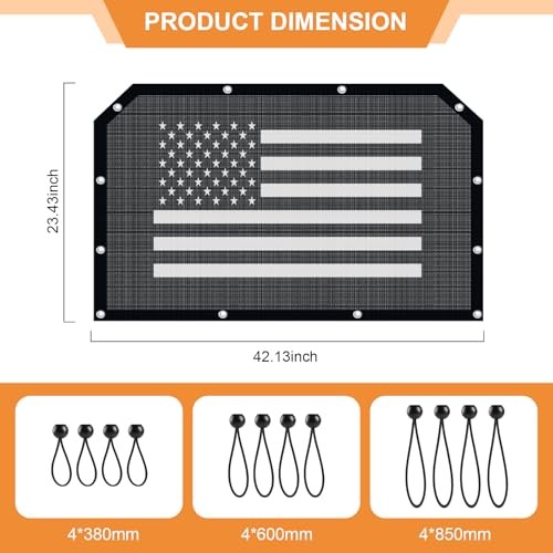 Soft Rear Window Net & Transparent Dust Screen with USA Flag Design