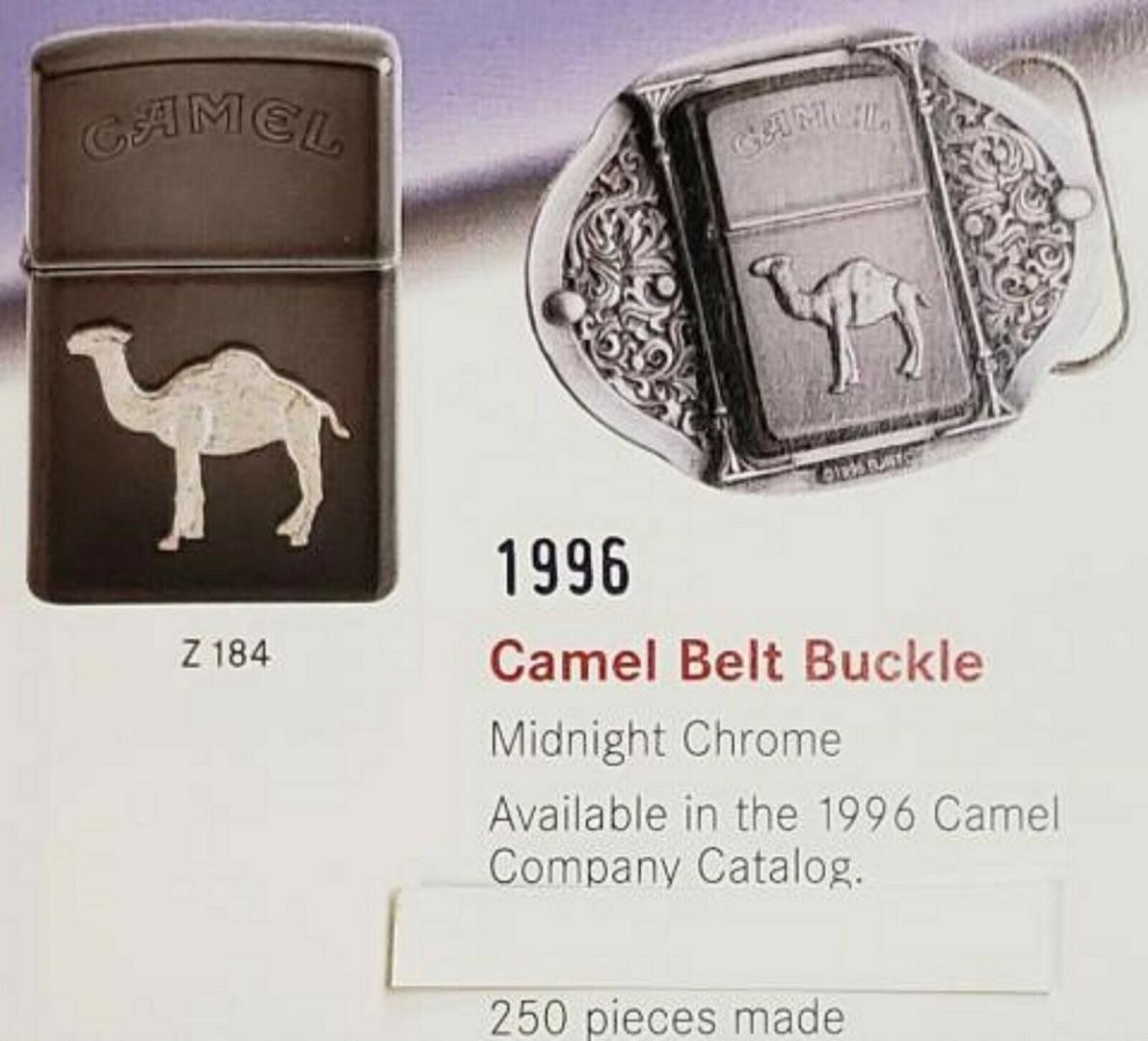 CAMEL Zippo 1996 Camel Belt Buckle Z184 Zippo Only 250 made Midnight Chrome
