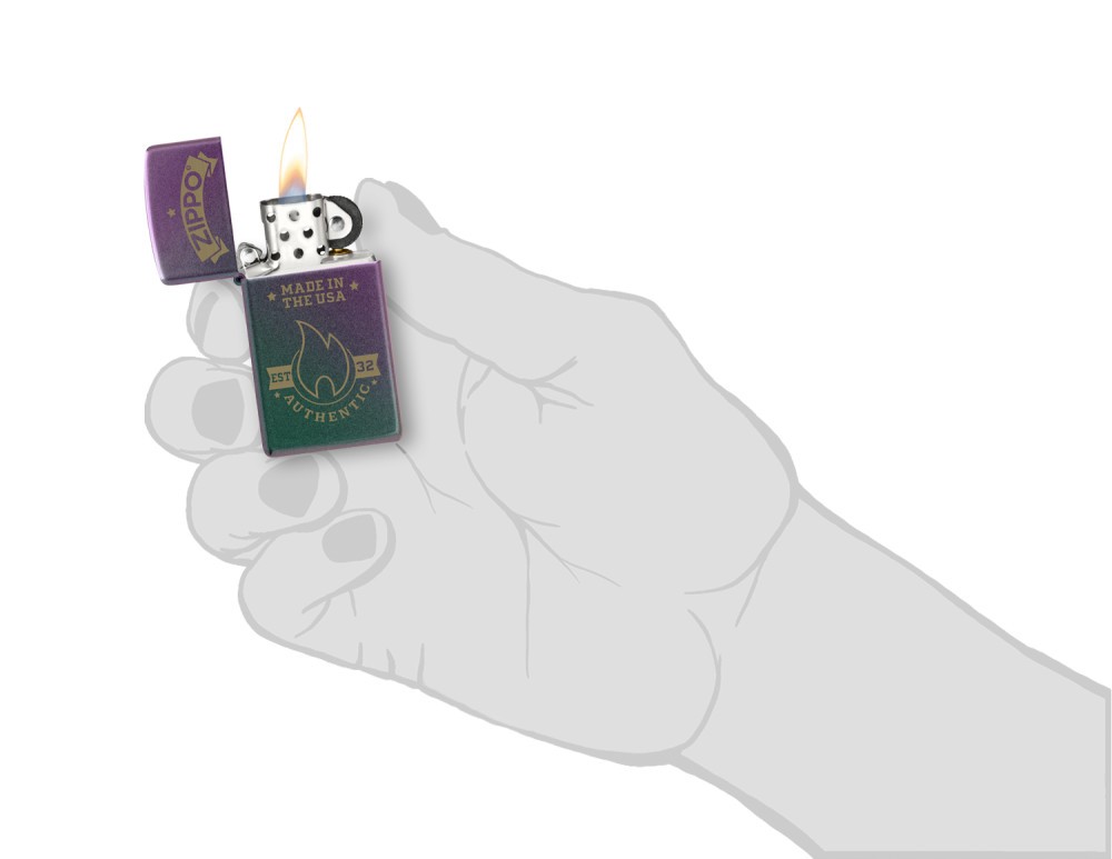 Zippo Authentic Zippo Design Slim Iridescent Windproof Pocket Lighter, 46838
