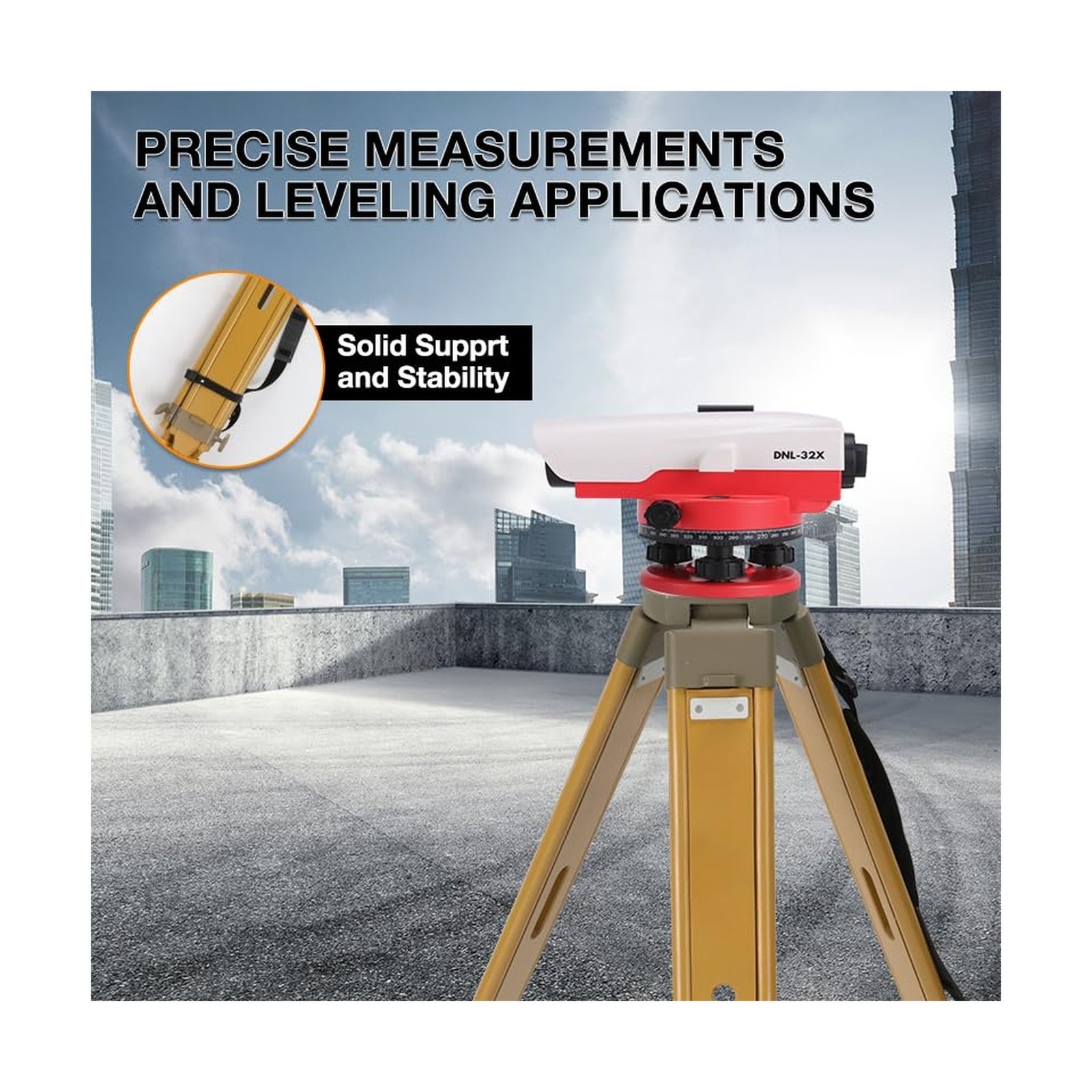 Surveying Wooden Tripod – Heavy-Duty and Adjustable for Total Stations& Theod…