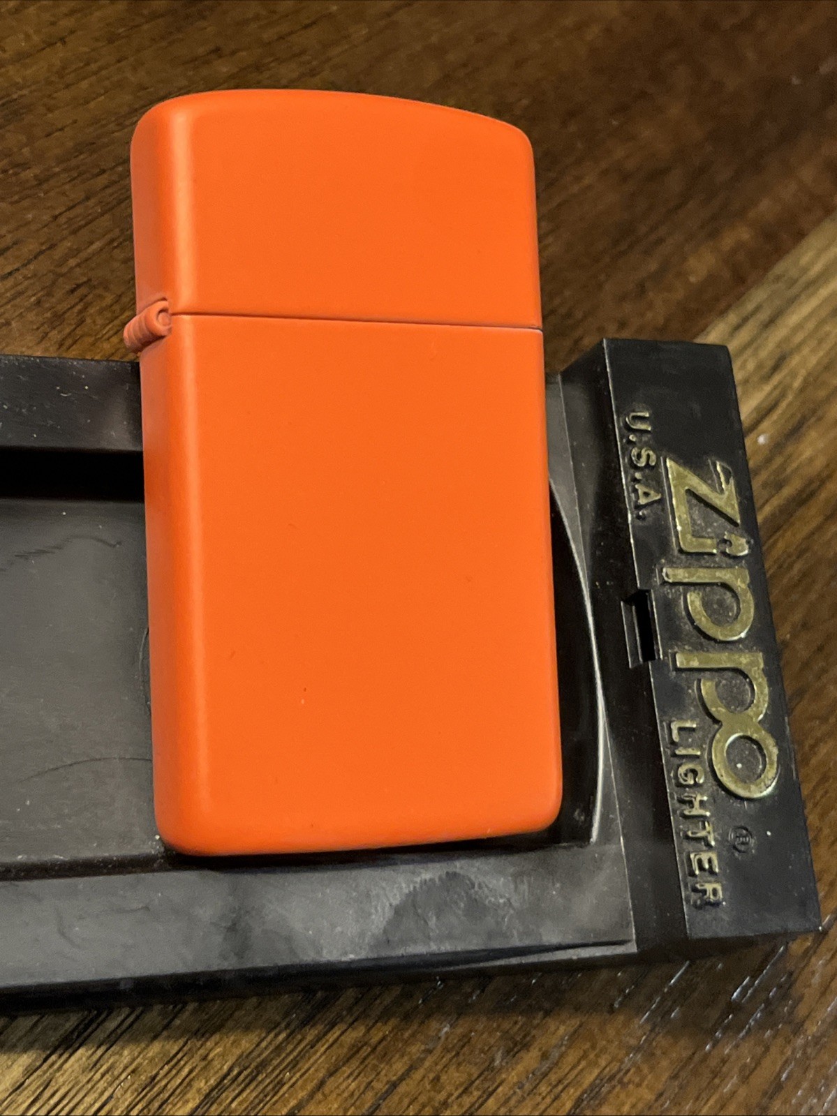 Zippo Windproof Slim Orange Lighter with Matte Finish, 1631, New In Box