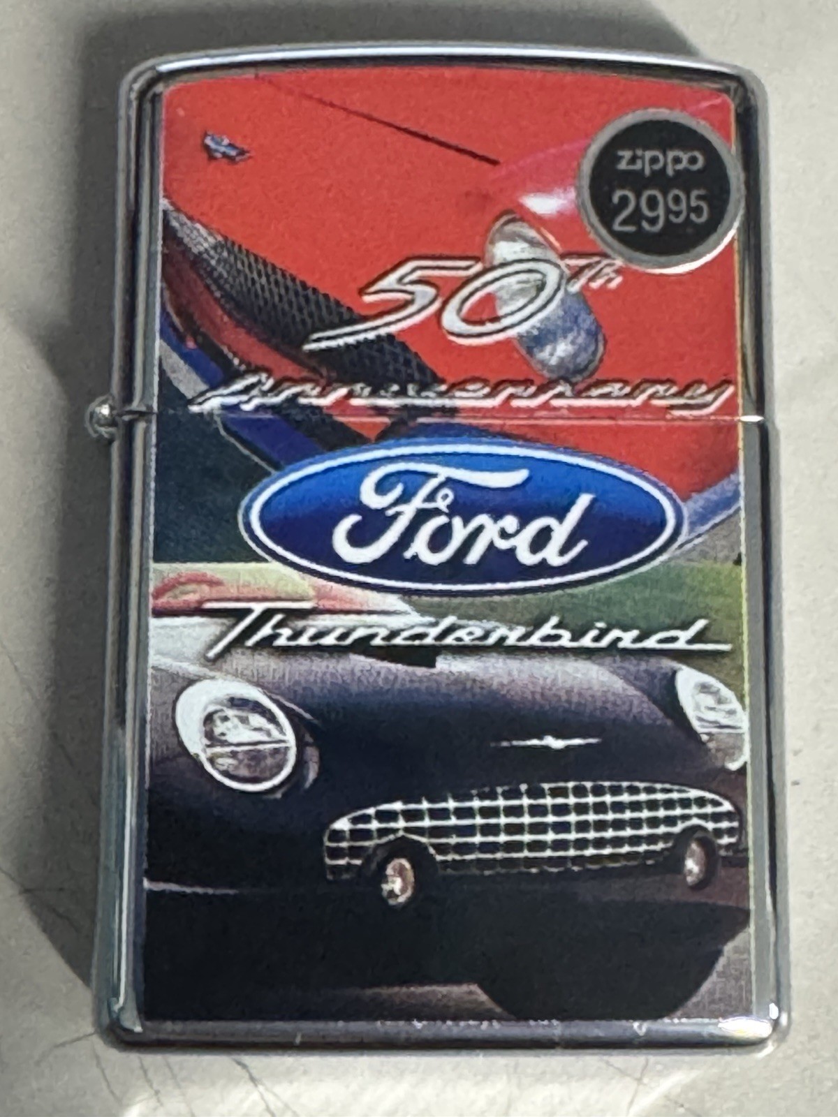 ZIPPO 2004 FORD THUNDERBIRD 50TH ANNIVERSARY CHROME LIGHTER SEALED IN BOX G180