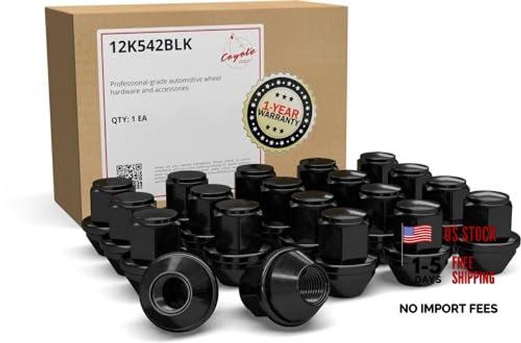 20 Pcs Thread OEM Style Lug Nuts 1.45″ Long 13/16″ 1/2″-20 Black Factory Style