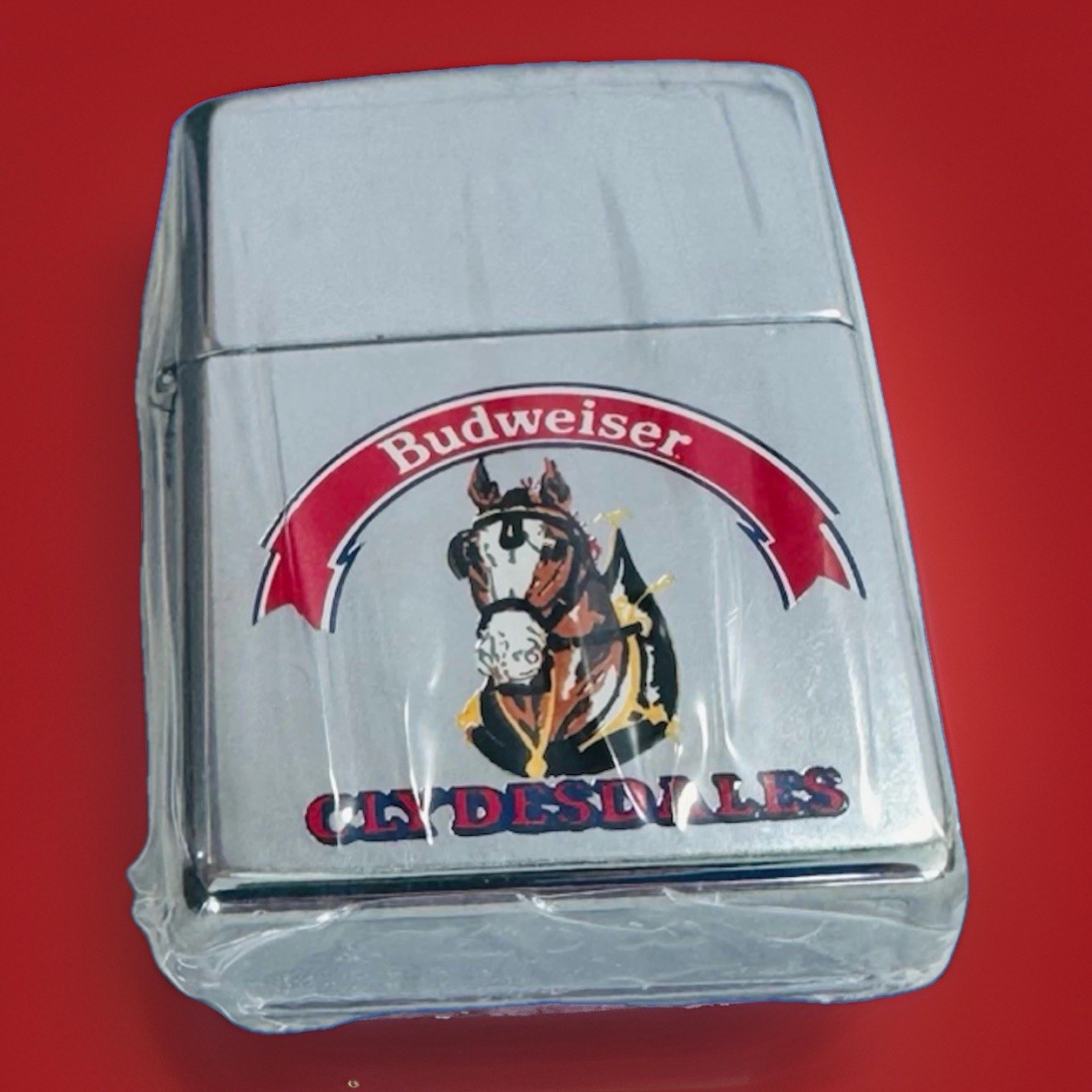 Zippo 1996 Budweiser Clydesdale Polished Chrome Lighter NIB Unfired New