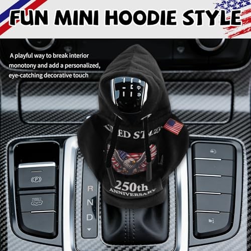 USA 250th Anniversary Gear Shift Cover – 4th of July Decorations Funny Car Black