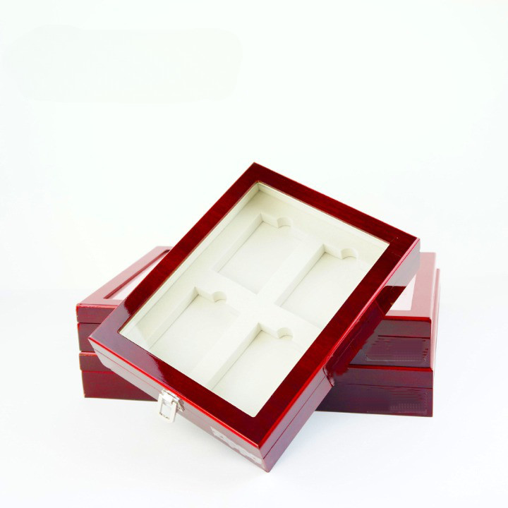 4-Slot Glass Wooden Piano Collection Box Display Case for Zippo Lighters