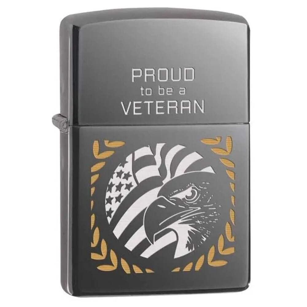 Zippo Lighter – Proud To Be A Veteran Black Ice