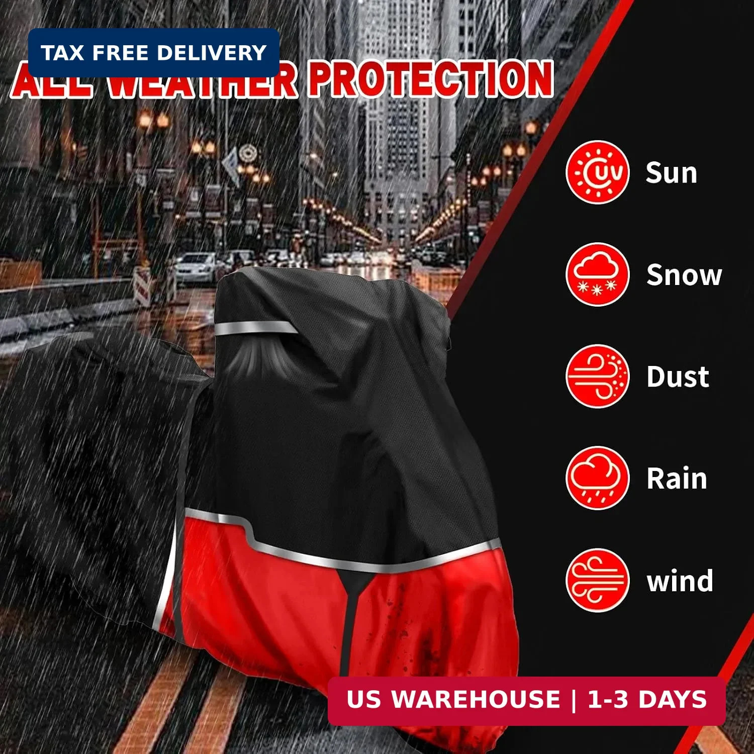 420D Waterproof Motorcycle Cover for Touring Models with Side Top Box | Compatib