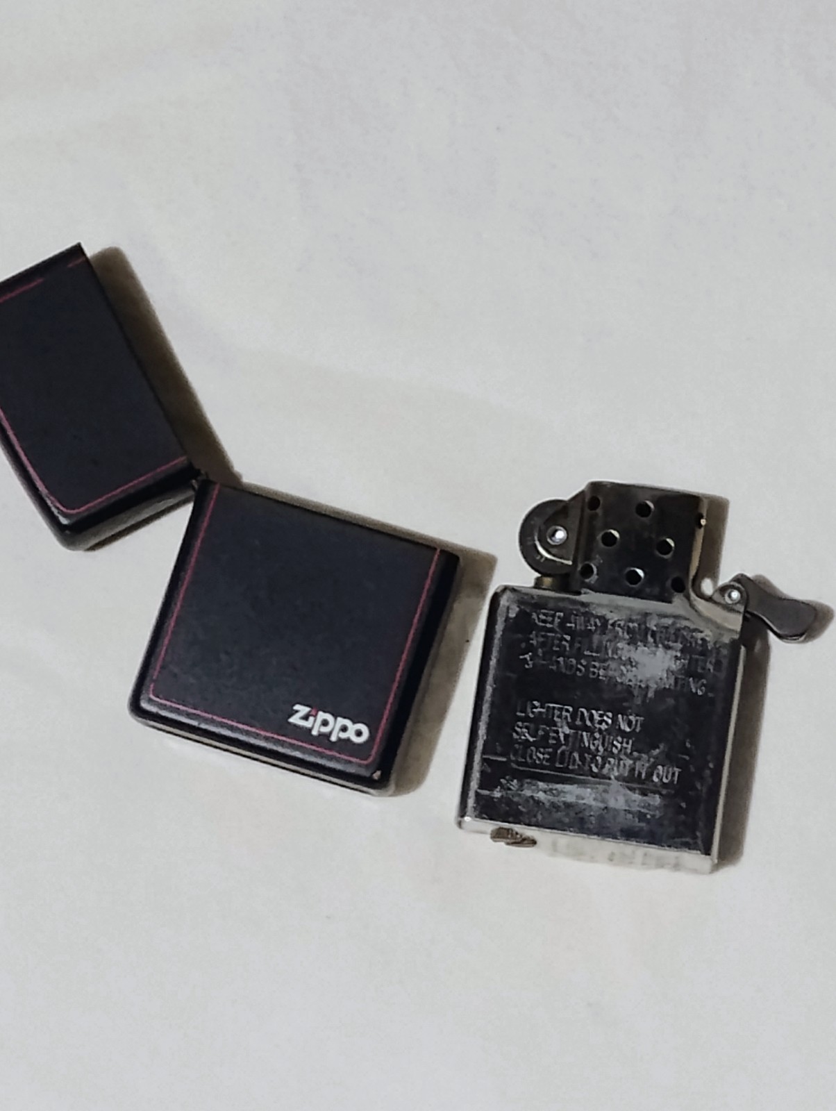 Zippo Classic Black Matte Lighter Red Border Logo Windproof USA