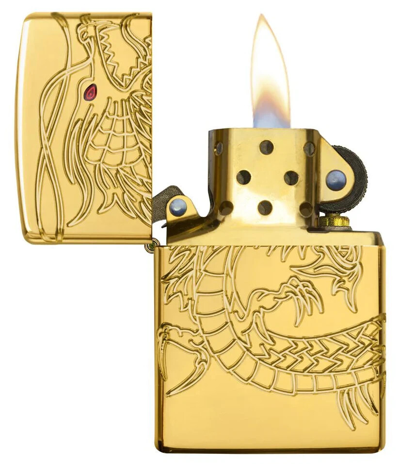 Zippo Lighter Gold plated Chinese Dragon 29265 COLLECTABLE Brand New