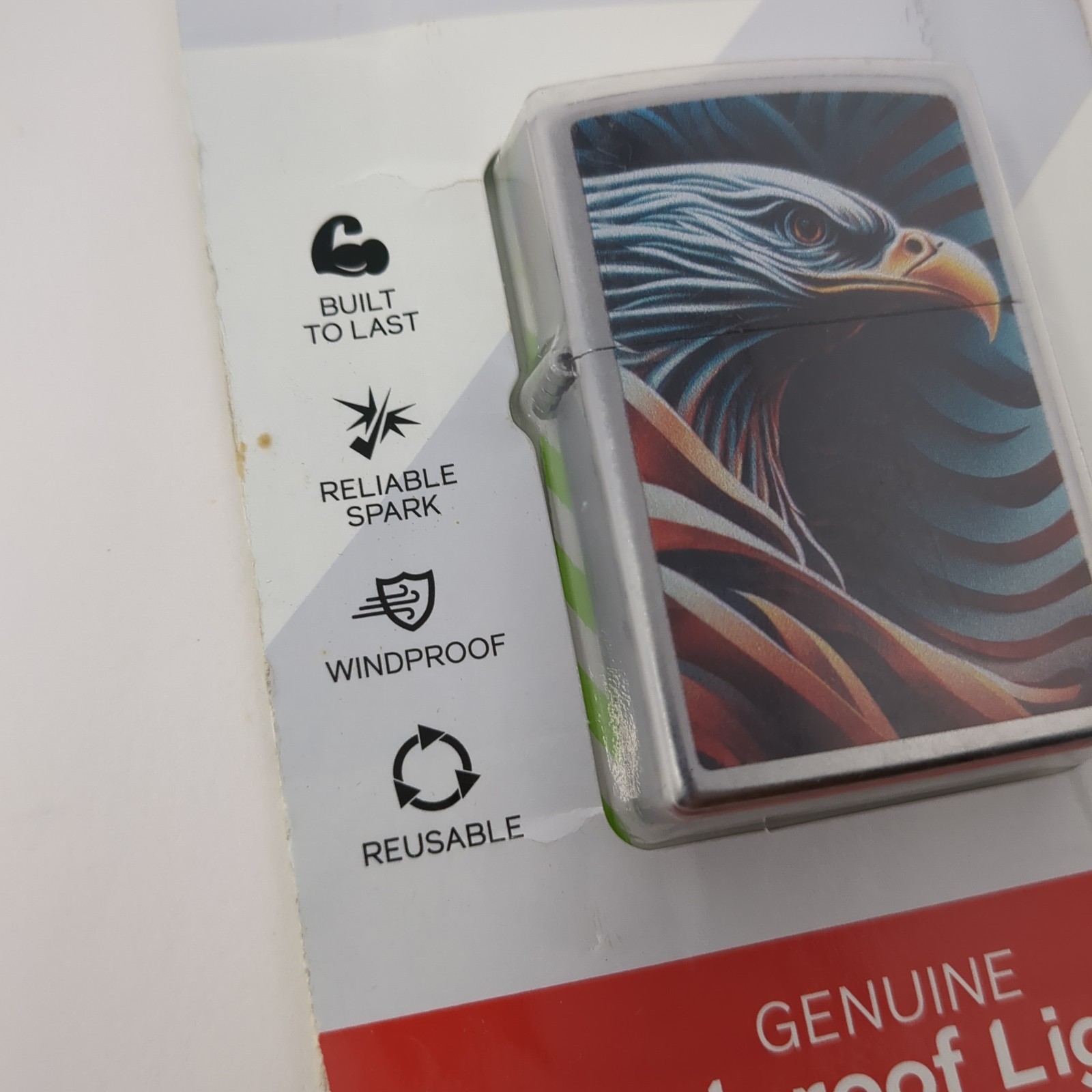 Zippo Eagle Stripes Pocket Lighter New In Box Windproof Lighter Made In USA