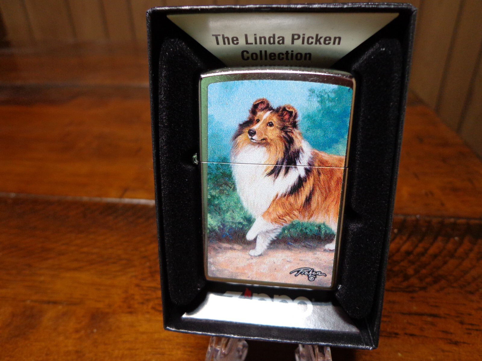 LINDA PICKEN SHELTIE SHETLAND SHEEPDOG DOG ZIPPO LIGHTER MINT IN BOX