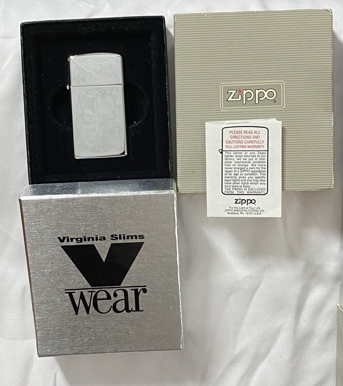 Vintage Zippo 1610 Virginia Slims Hi Polished Chrome Lighters Set Of 3 Or Single