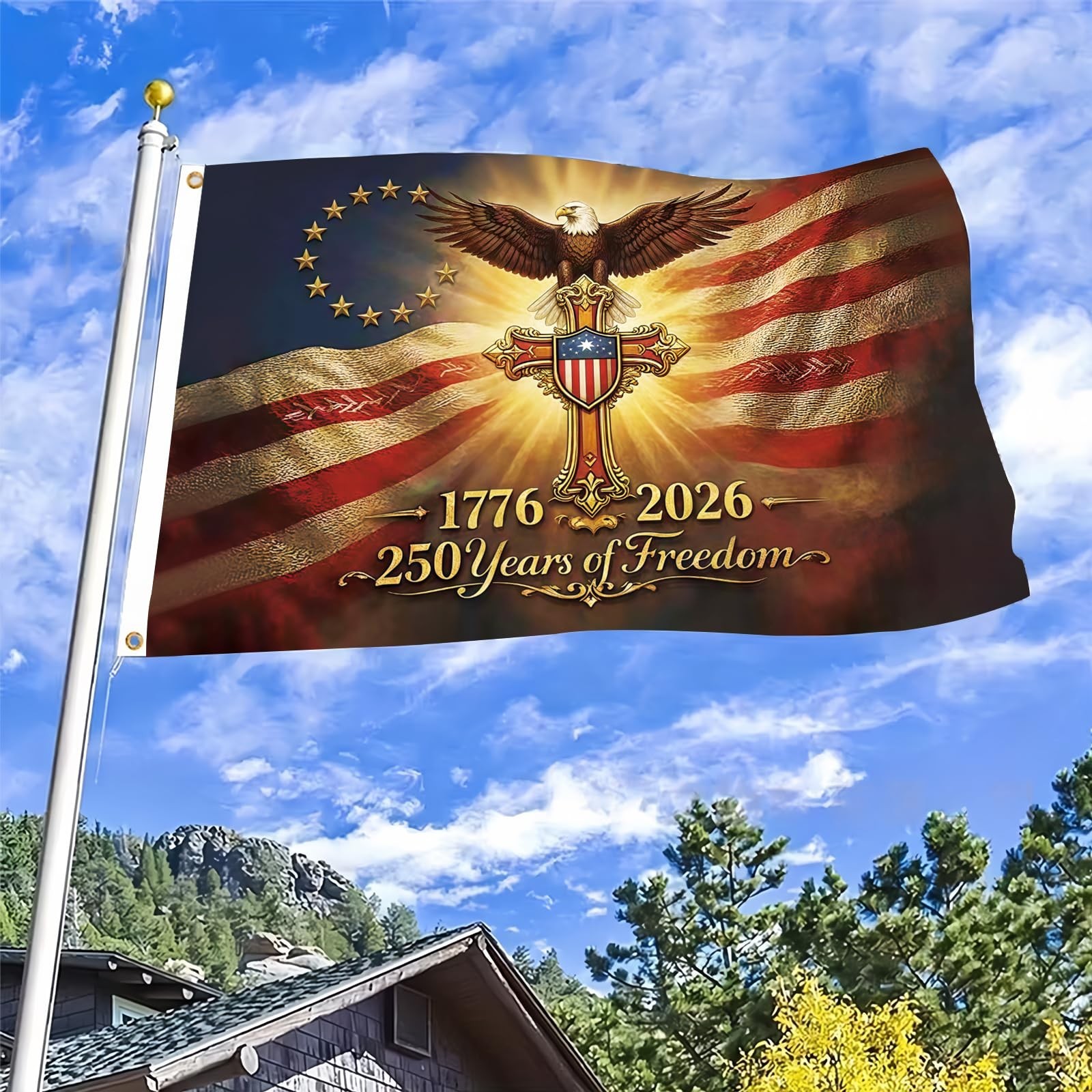 250 Anniversary USA Flag Patriotic 250th Anniversary Flag 3×5 Ft Double Sided…