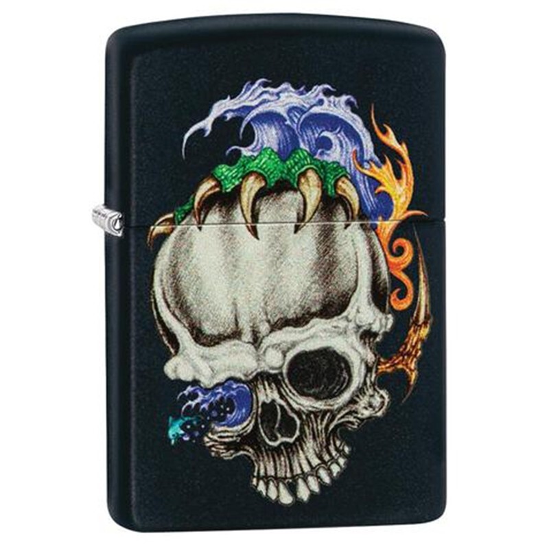 ZIPPO Petrol Lighter Skull & Claw Black Matt New & Boxed