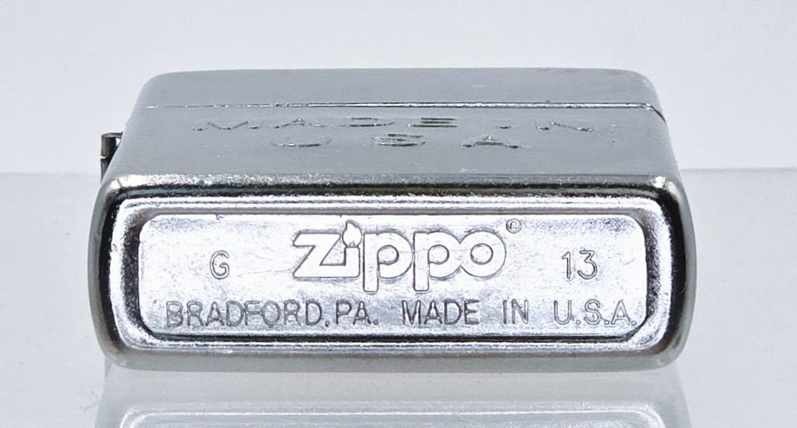 Zippo G 13 Made in USA Street Chrome Lighter NOS Unfired Orange Sticker NIB