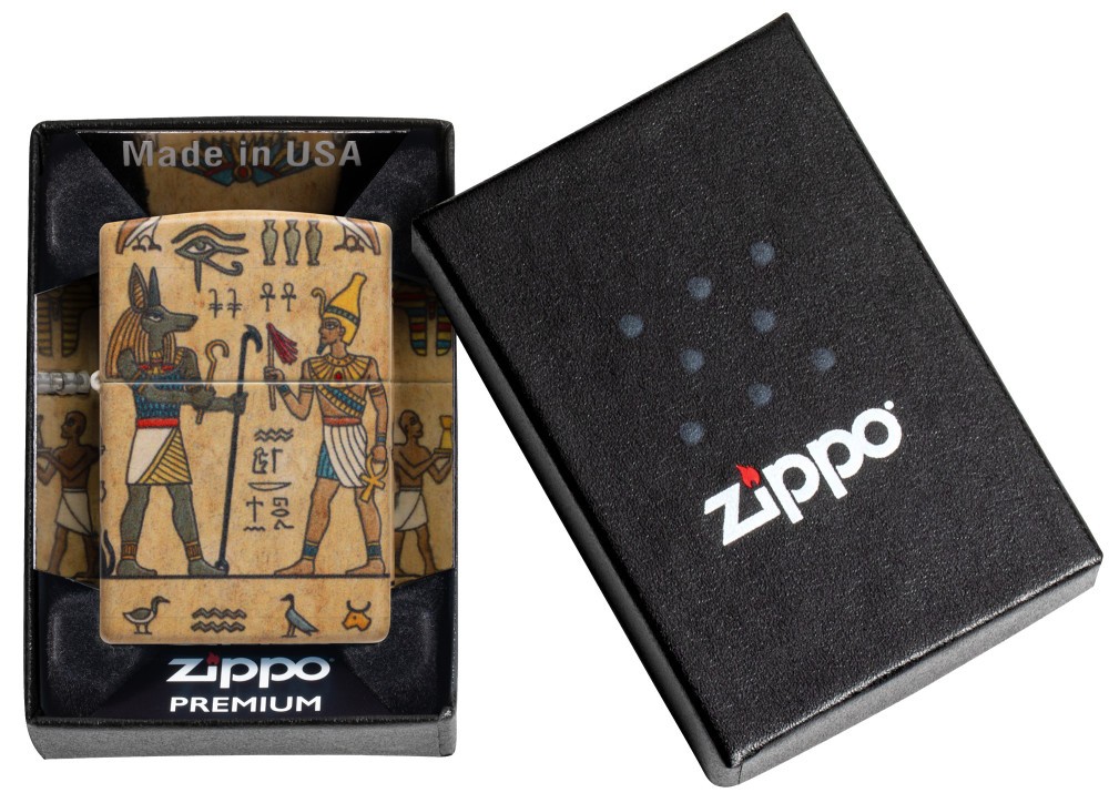 Zippo Ancient Glyphs Design White 540 Matte Windproof Pocket Lighter, 49352-1…