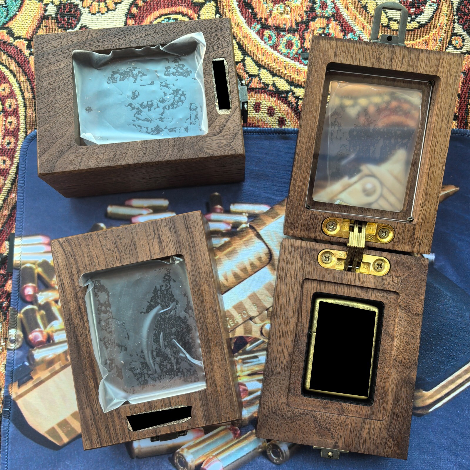 1 Slot America Black Walnut Collection Display Case – For Zippo Lighters