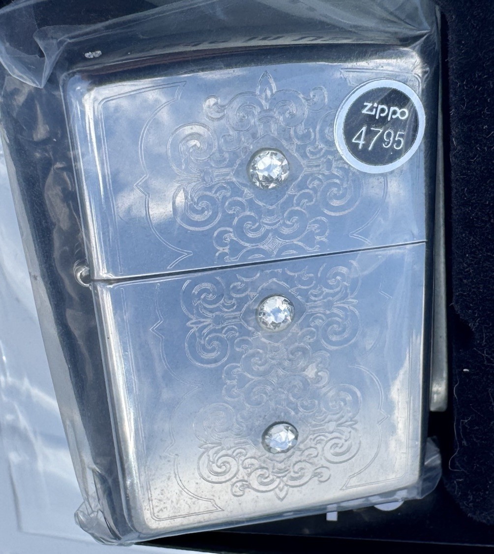 Zippo Rotary 3 Stone Swarovski Crystal Lighter 853740 Filigree New Free Ship