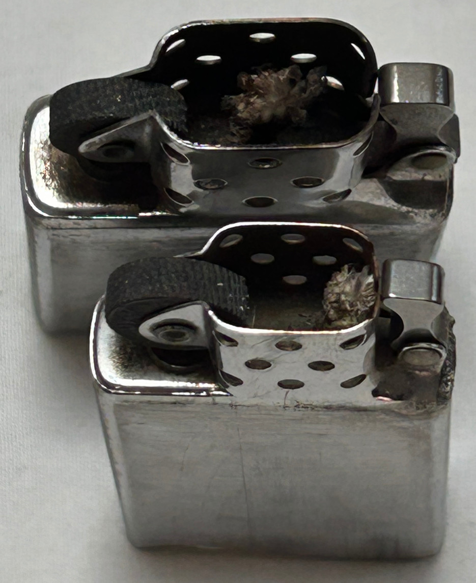 2 Vintage Zippo Lighters Highland National Bank of Newburgh & Plaid w/ Stripes