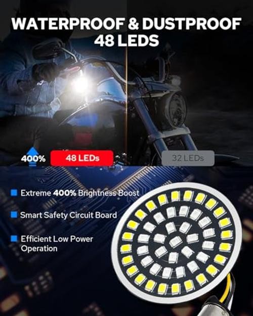 1157 LED Front Turn Signal Light 2″ Bullet Smoke Lens Cover Kit Compatible