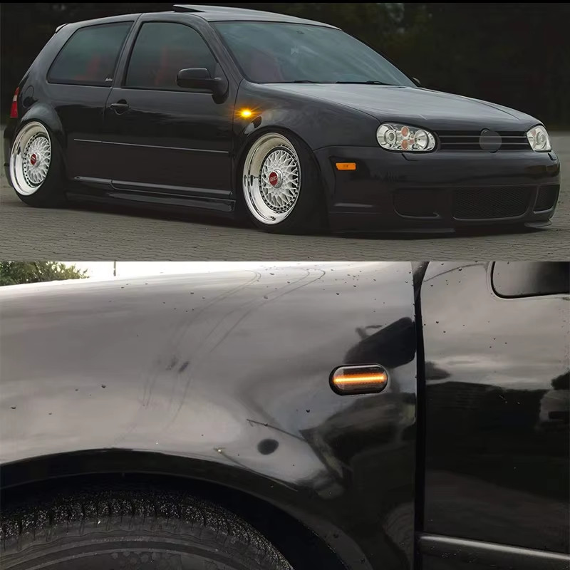 2pcs Euro Style Smoked Lens Amber LED Side Marker Lights For Volkswagen MK4 Golf