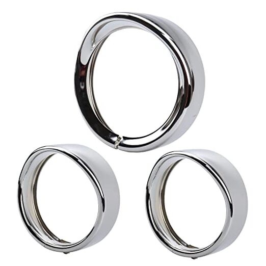 7 Inch Harley Chrome Visor Style Headlamp Trim Rings, 4.5 Inch 7inch+4.5inch