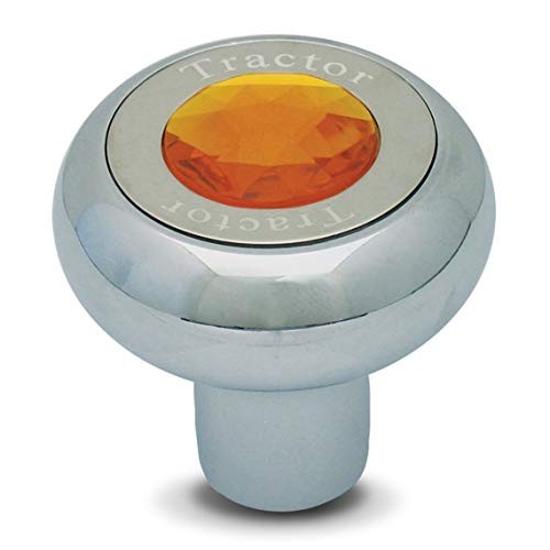 95370 Screw-in Chrome Plated Aluminum Knob w Jewel Amber Tractor