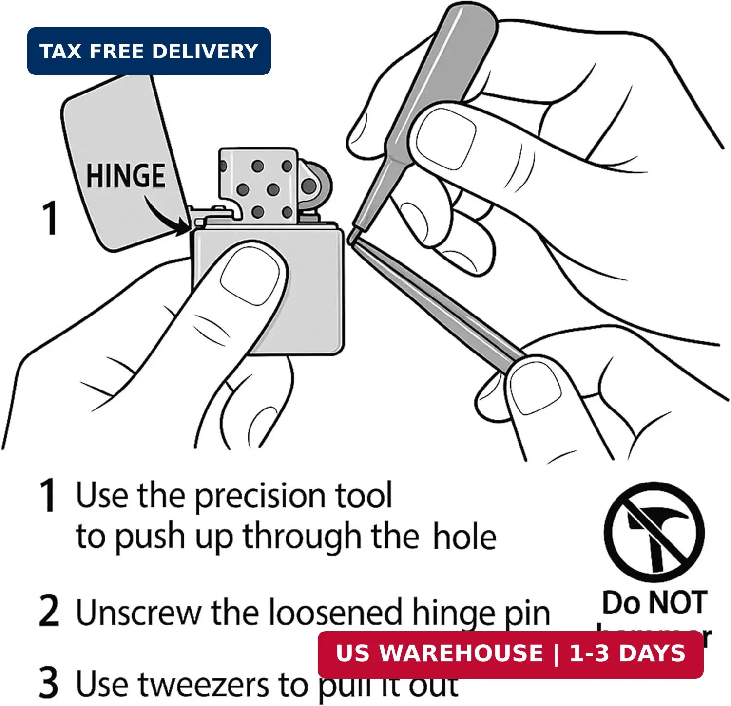 IN SELECT Hinge Pin Repair Kit Compatible with Zippo Lighter Manufactured in 200