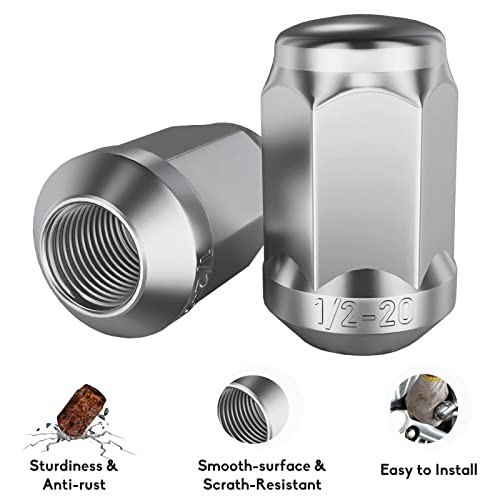 Chrome Wheel Lug Nuts 1/2 x 20, 1.38″ 3/4″ Hex Conical Replacement for Ford