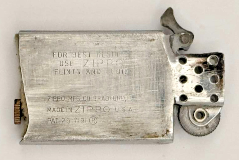 Vintage 1960 Zippo Slim Flat Bottom Chrome Lighter USA Petrol Untested Pat 25171