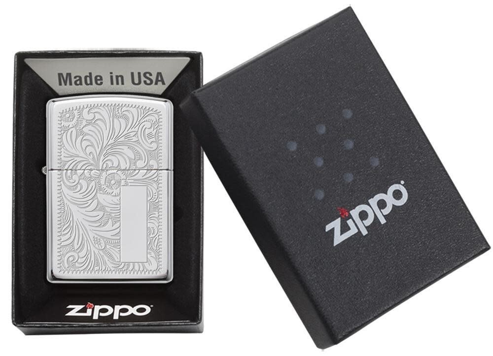 Zippo 352, Venetian Design, 2-Sided Design, High Polish Chrome Lighter