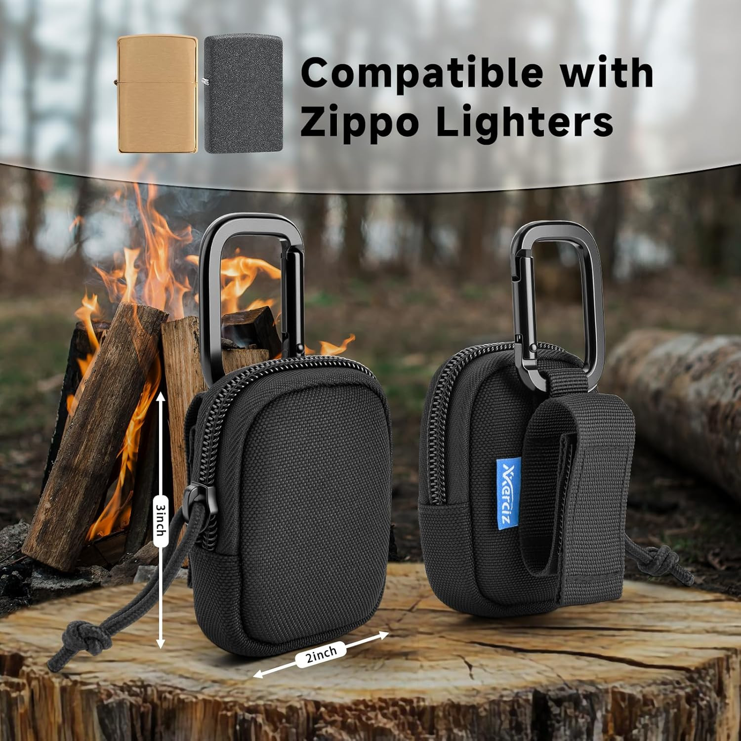 Lighter Cover Case Compatible with Zippo Lighters, Nylon Lighter Pouch Holder wi