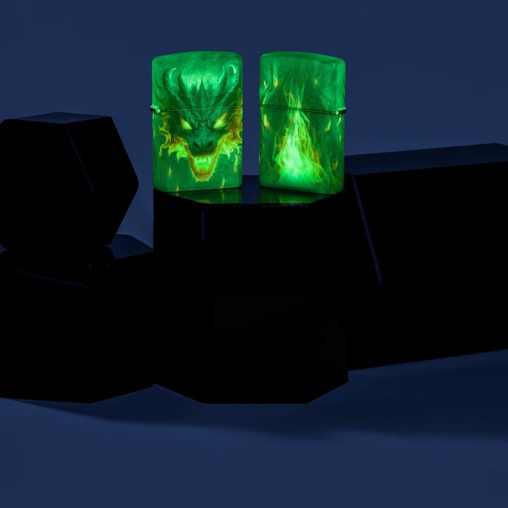 Zippo Glowing Dragon Design Glow in the Dark Windproof Pocket Lighter, 46251