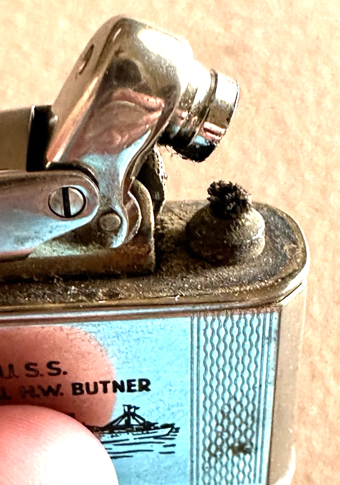 MILITARY IBELO MONOPOL CIGARETTE LIGHTER USS GENERAL H. W. BUTNER TAP 113
