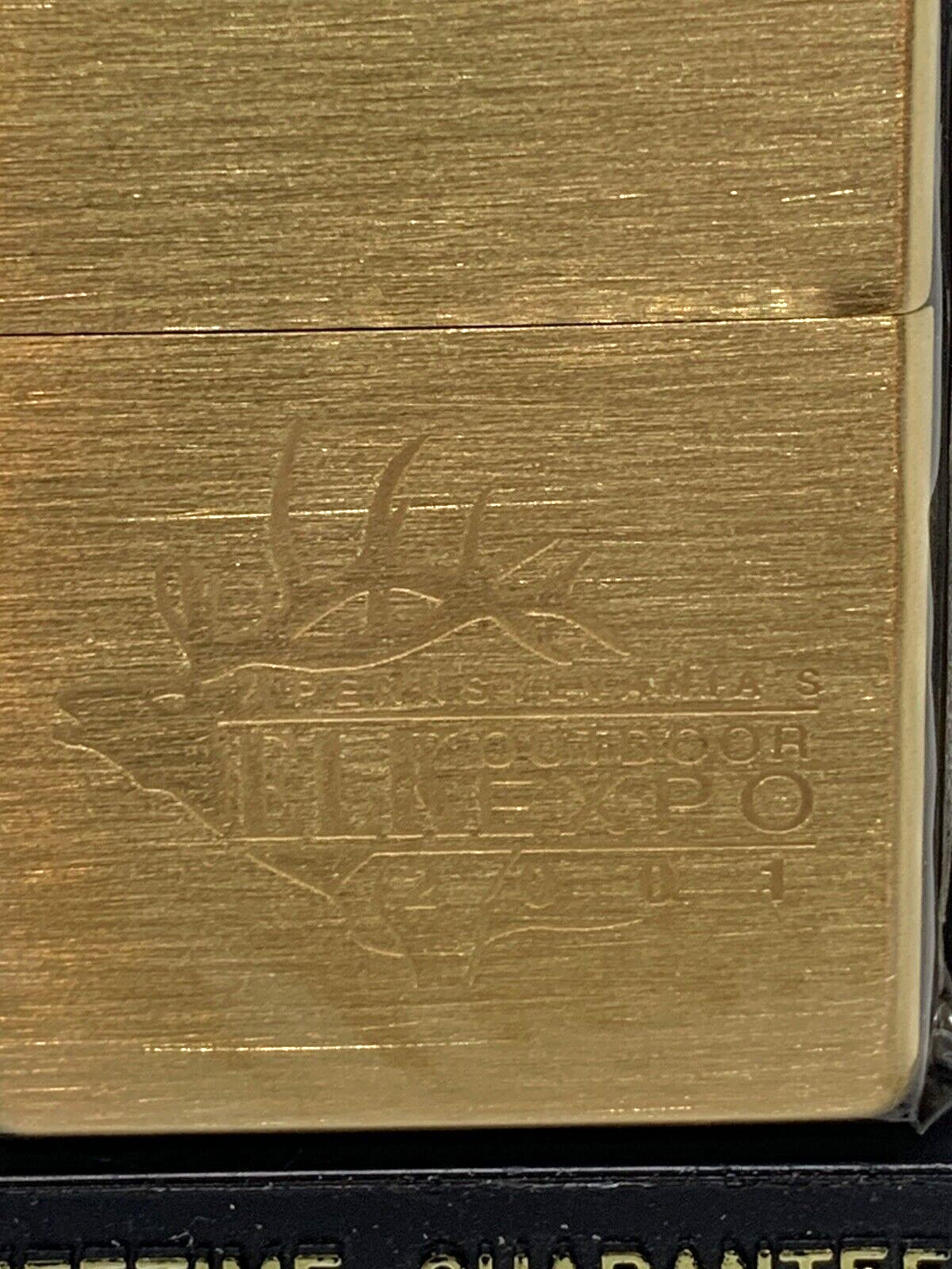 2001 ELK OUTDOOR EXPO BRASS ZIPPO LIGHTER 2001 F-01 Sealed Pennsylvania NEW