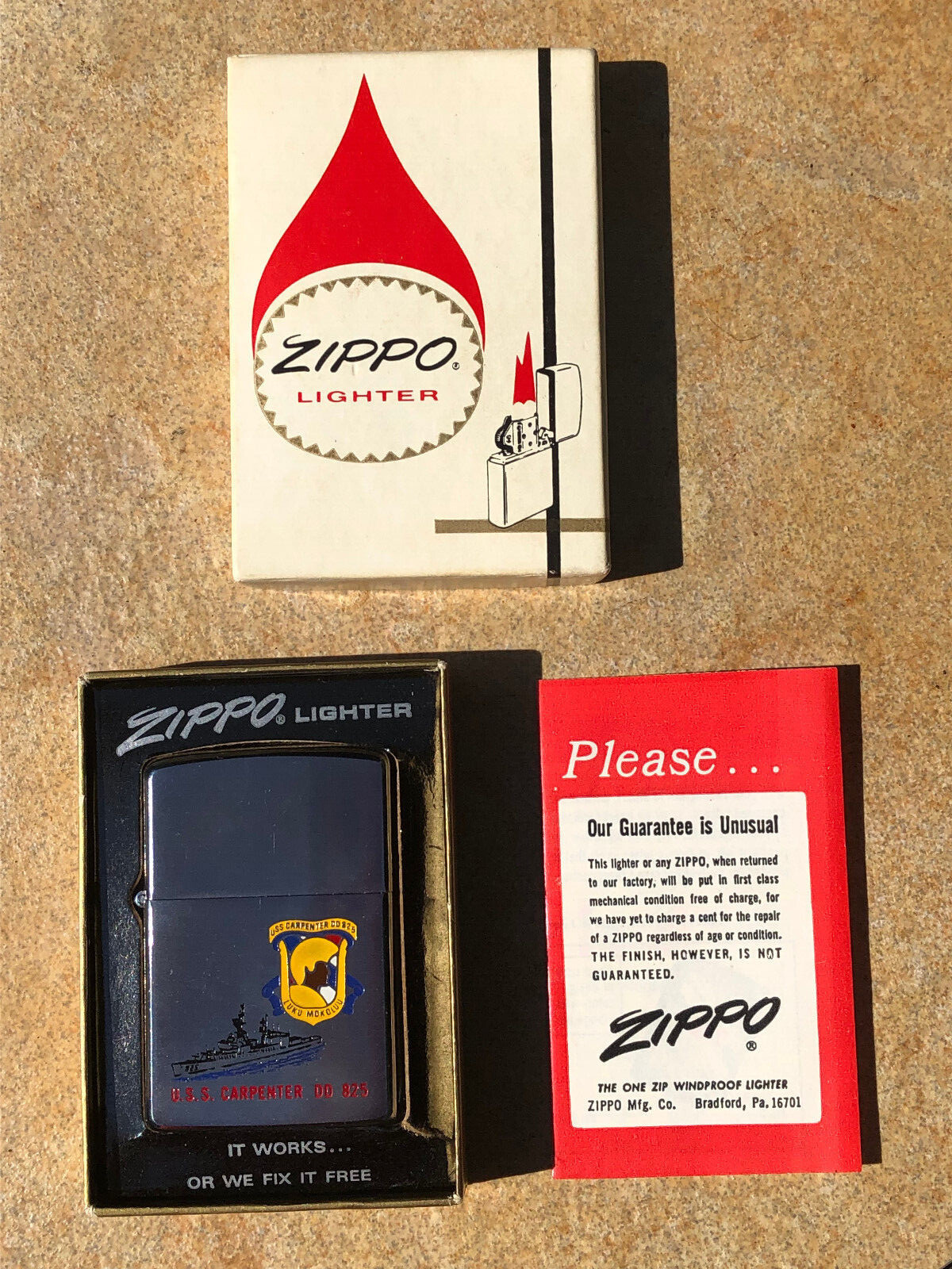 NOS Unfired Zippo Lighter Manned Spacecraft Recovery Force Pacific TF-130 Apollo